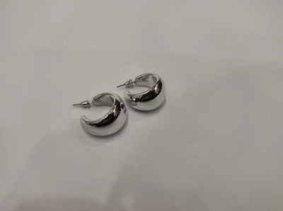 D-07 Hoop Earrings 25mm Golden & Silver Glossy Shine Earrings, Light Weight for Ladies / Girls / Women / Artificial Jewelry.