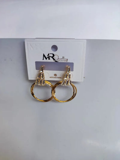 TSE-112 Triangular Stonework Earrings with twin Rings | Drop Earrings Trendy Fashion | Light Weight for Ladies / Girls / Women / Artificial Jewelry