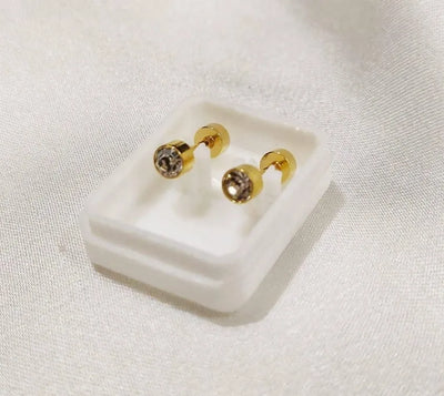 SDE-100-GLD Crystal Stud Ear Tops with Screw/Paich Baali Trendy Fashion