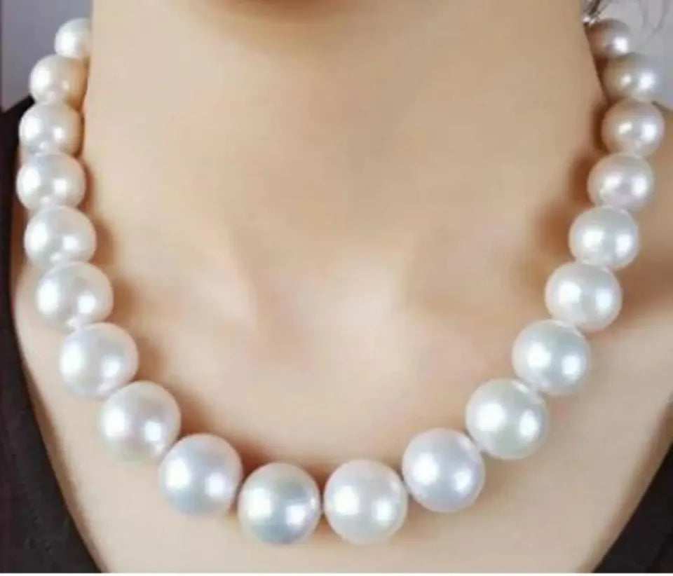 Retro Pearl Necklace for Girls & Women 4Ocm x 1.5 cm (Big Pearl Mala) Pearl White Color