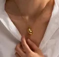 Tear Drop Pendant / Locket / Necklace with Chain, Golden & Silver Glossy Shine, Water Drop Hallow Stud