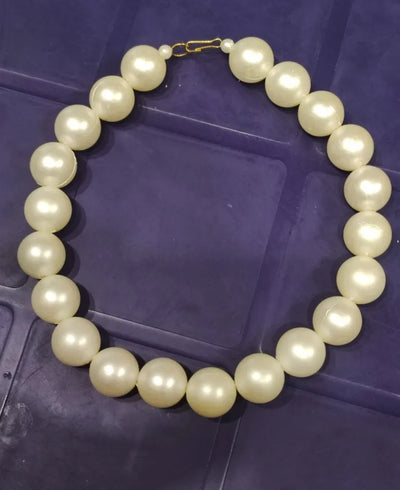 Retro Pearl Necklace for Girls & Women 4Ocm x 1.5 cm (Big Pearl Mala) Pearl White Color