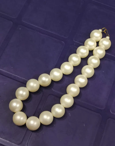 Retro Pearl Necklace for Girls & Women 4Ocm x 1.5 cm (Big Pearl Mala) Pearl White Color