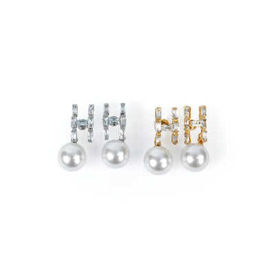 PEH-111 Pearl Earrings with Gemstones in H-Shape | Pearl Drop Earrings Trendy Fashion | Light Weight for Ladies / Girls / Women / Artificial Jewelry