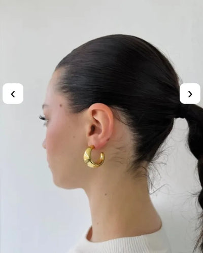 HPE-121 Hoop Earrings 30mm, Glossy Shine Earrings, Stylish Fashion Light Weight Chunky Funky Long Earing, for Ladies / Girls / Women / Fancy & Elegant Artificial Jewelry