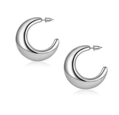 HPE-121 Hoop Earrings 30mm, Glossy Shine Earrings, Stylish Fashion Light Weight Chunky Funky Long Earing, for Ladies / Girls / Women / Fancy & Elegant Artificial Jewelry