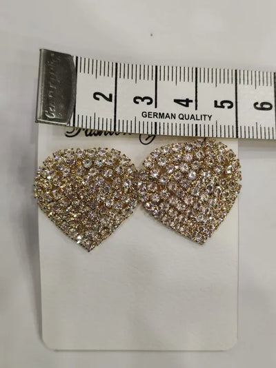 Heart Shape Rhinestone Earrings, Stylish, Fancy, Fashion Trendy, Golden, Silver, Elegant Studs.
