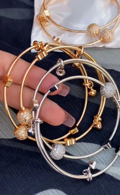 Pair of Heart & Ball Design Bracelet / Bangles. (Adjustable)