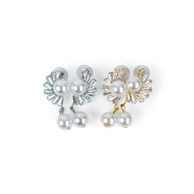 D-23 Pearls Earrings with Moon Stone Work, Drop Earrings Trendy Fashion | Light Weight for Ladies / Girls / Women / Artificial Jewelry