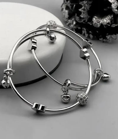 Pair of Heart & Ball Design Bracelet / Bangles. (Adjustable)