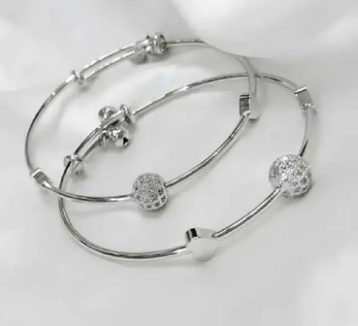 Pair of Heart & Ball Design Bracelet / Bangles. (Adjustable)