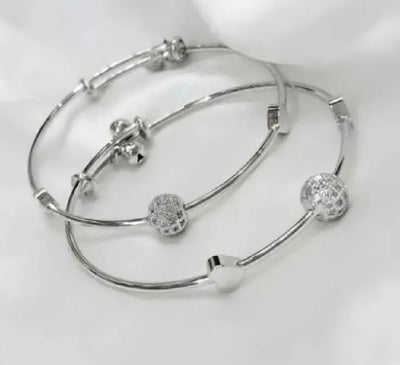 Pair of Heart & Ball Design Bracelet / Bangles. (Adjustable)