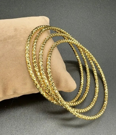 GRB-026 Golden Grooved Round Bangles, for Girls, Kids, Teen Girls, Women & Ladies. / Golden Karra / Arm Bracelet, Premium Quality, Beautiful Shiny Elegant, Stainless Steel.