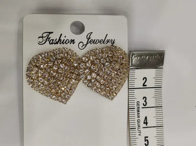 Heart Shape Rhinestone Earrings, Stylish, Fancy, Fashion Trendy, Golden, Silver, Elegant Studs.