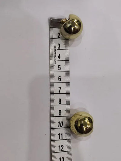 DOT Earrings Golden & Silver Glossy Shine Earrings, Chunky Dome Hallow Stud
