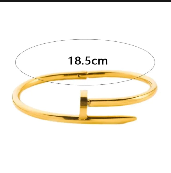 GK-023 Nail Design Golden Karra, Premium Quality / Beautiful Shiny Elegant color / Bangle for Girls and Women, Fashion Jewelry, Stainless Steel.