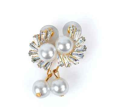 D-23 Pearls Earrings with Moon Stone Work, Drop Earrings Trendy Fashion | Light Weight for Ladies / Girls / Women / Artificial Jewelry