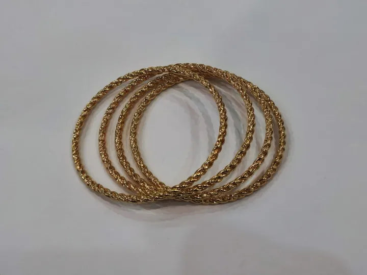 GRB-026 Golden Grooved Round Bangles, for Girls, Kids, Teen Girls, Women & Ladies. / Golden Karra / Arm Bracelet, Premium Quality, Beautiful Shiny Elegant, Stainless Steel.