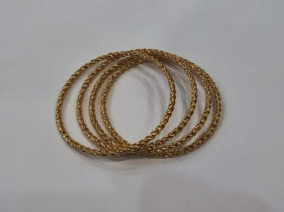 GRB-026 Golden Grooved Round Bangles, for Girls, Kids, Teen Girls, Women & Ladies. / Golden Karra / Arm Bracelet, Premium Quality, Beautiful Shiny Elegant, Stainless Steel.