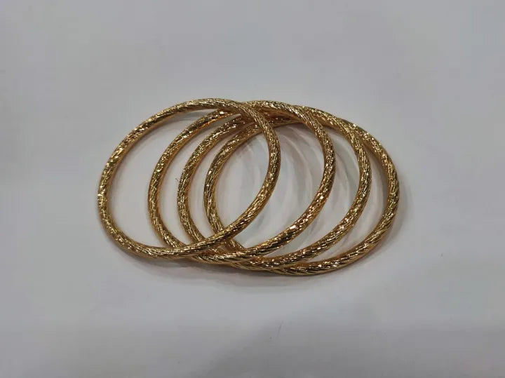 GRB-026 Golden Grooved Round Bangles, for Girls, Kids, Teen Girls, Women & Ladies. / Golden Karra / Arm Bracelet, Premium Quality, Beautiful Shiny Elegant, Stainless Steel.