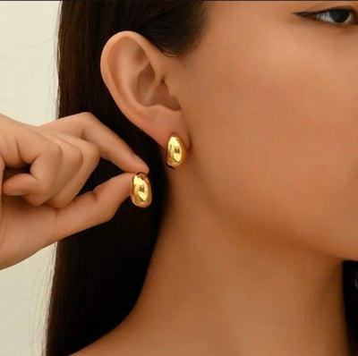 HPE-120 Hoop Earrings 25mm, Glossy Shine Earrings, Stylish Fashion Light Weight Chunky Funky Long Earing, for Ladies / Girls / Women / Fancy & Elegant Artificial Jewelry