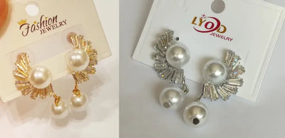 D-23 Pearls Earrings with Moon Stone Work, Drop Earrings Trendy Fashion | Light Weight for Ladies / Girls / Women / Artificial Jewelry