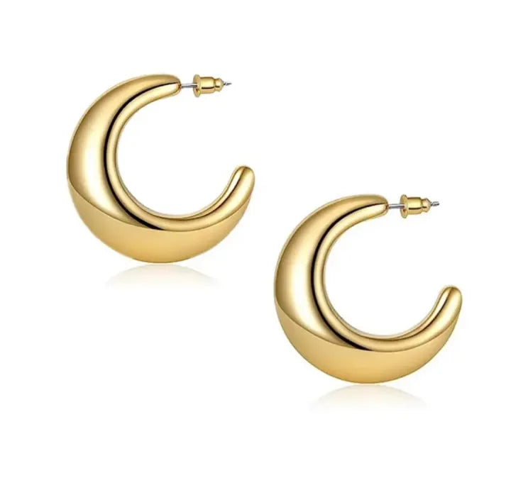 HPE-121 Hoop Earrings 30mm, Glossy Shine Earrings, Stylish Fashion Light Weight Chunky Funky Long Earing, for Ladies / Girls / Women / Fancy & Elegant Artificial Jewelry