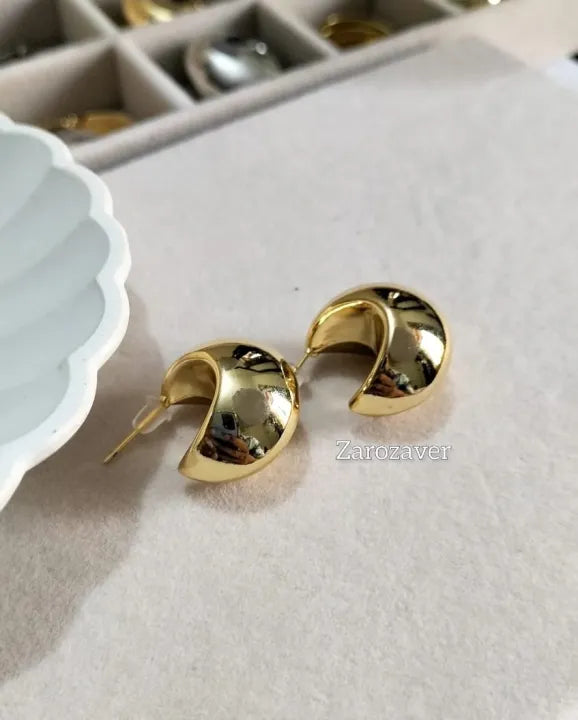 D-07 Hoop Earrings 25mm Golden & Silver Glossy Shine Earrings, Light Weight for Ladies / Girls / Women / Artificial Jewelry.