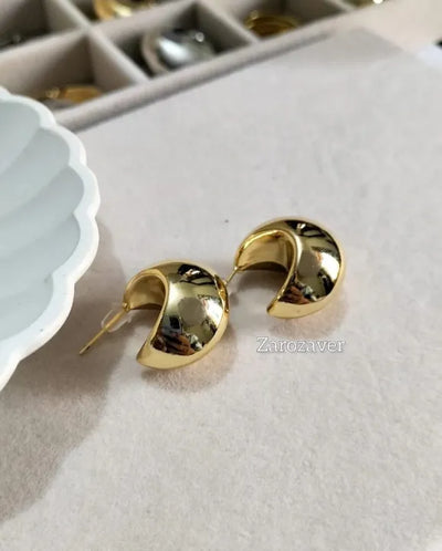 D-07 Hoop Earrings 25mm Golden & Silver Glossy Shine Earrings, Light Weight for Ladies / Girls / Women / Artificial Jewelry.