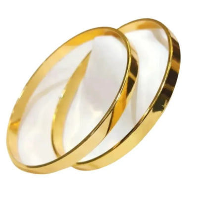 PFB-025 Golden Plain Flat Bangles, for Girls, Women & Ladies. Width 6mm / Golden Karra / Arm Bracelet, Premium Quality, Beautiful Shiny Elegant, Stainless Steel.