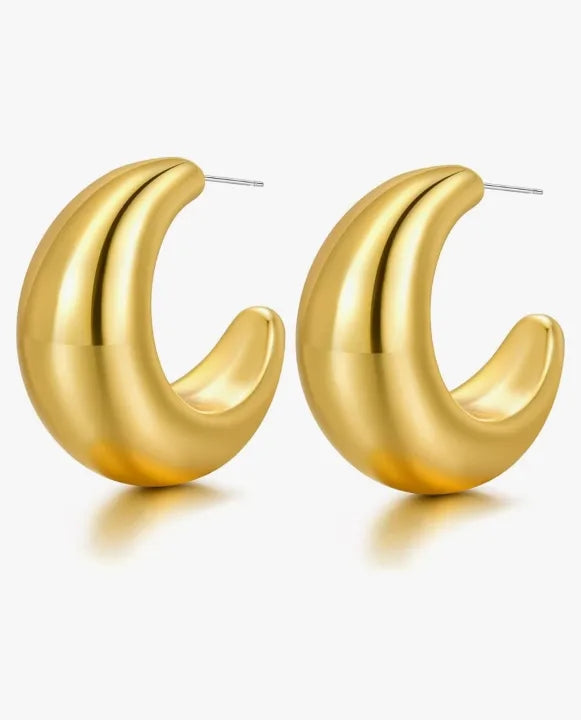 HPE-121 Hoop Earrings 30mm, Glossy Shine Earrings, Stylish Fashion Light Weight Chunky Funky Long Earing, for Ladies / Girls / Women / Fancy & Elegant Artificial Jewelry