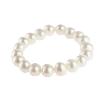 Retro Pearl Bracelet & Hair Tie for Girls & Women Elasticated 24cm x 1.5 cm (Big Pearl wrist band) Pearl White Color